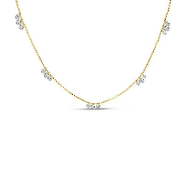 14K Yellow Gold Triple Dashing Diamond Five Station Necklace Ambassador Diamond Jewelers Tucson, AZ