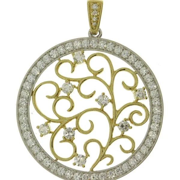 14K Yellow and White Gold two Tone Antique Diamond Circle with Diamond Bale Ambassador Diamond Jewelers Tucson, AZ