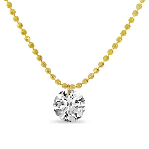 14K Yellow Gold Round .50 ct Dashing Diamond 16 inch Bead Necklace Clater Jewelers Louisville, KY