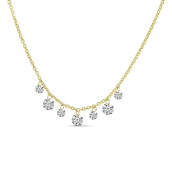 14K Yellow Gold 7 Diamond  .65 ct Dashing Diamond Choker Cable Necklace Rick's Jewelers California, MD