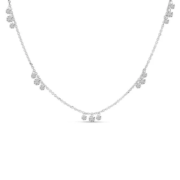 14K White Gold Dashing Diamonds 3-Diamond 5-Station Necklace Ambassador Diamond Jewelers Tucson, AZ