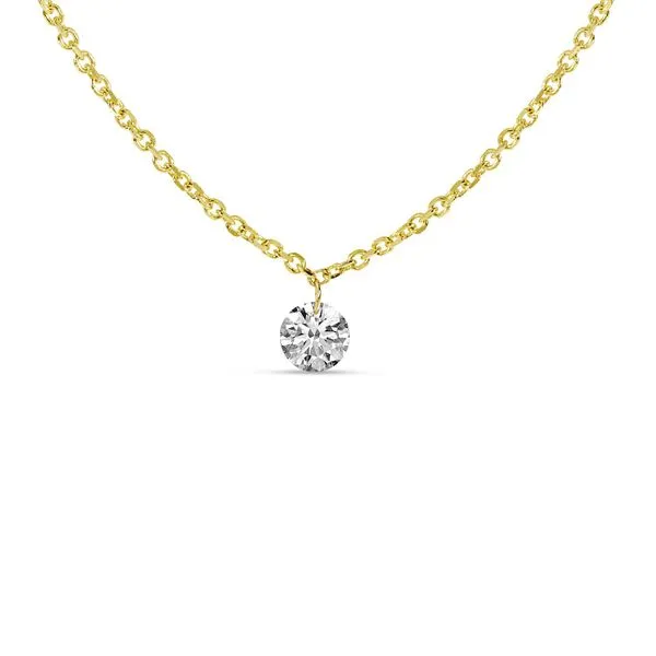 14K Yellow Gold Single .25 ct Dashing Diamond 18 inch Cable Chain Necklace Rick's Jewelers California, MD