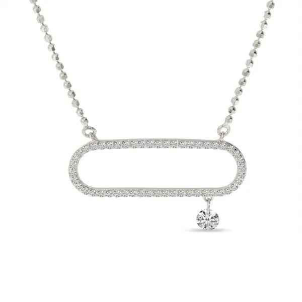 14K White Gold Dashing Diamond Open Paperclip Necklace Ambassador Diamond Jewelers Tucson, AZ