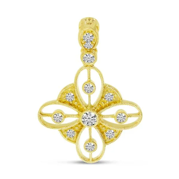 14K Yellow Gold Diamond & Millgrain Pendant Ambassador Diamond Jewelers Tucson, AZ