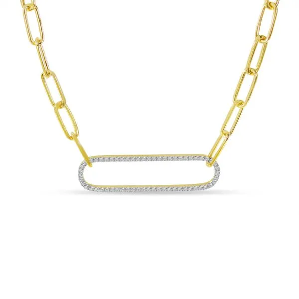 14K Yellow Gold Large Diamond Paperclip Link Necklace Ambassador Diamond Jewelers Tucson, AZ