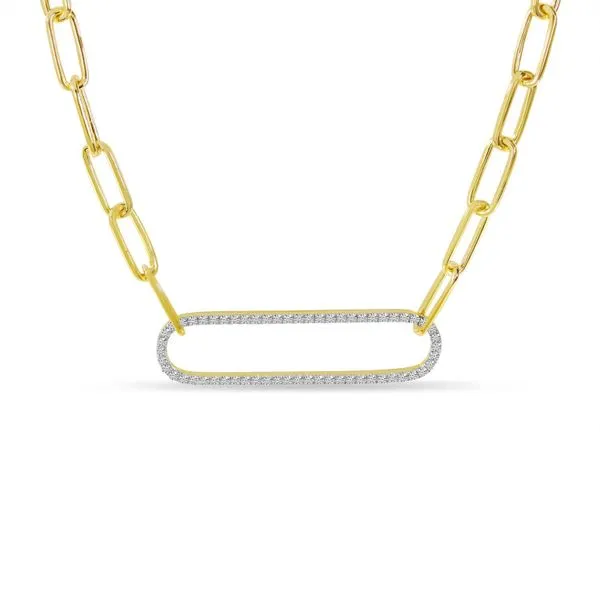 14K Yellow Gold Large Diamond Paperclip Link Necklace Ambassador Diamond Jewelers Tucson, AZ