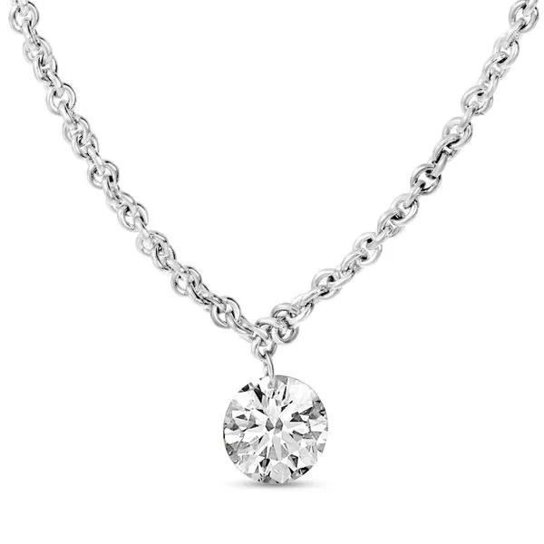 14K White Gold Single Pierced Dashing Diamond Rolo Chain Necklace Davidson Jewelers East Moline, IL