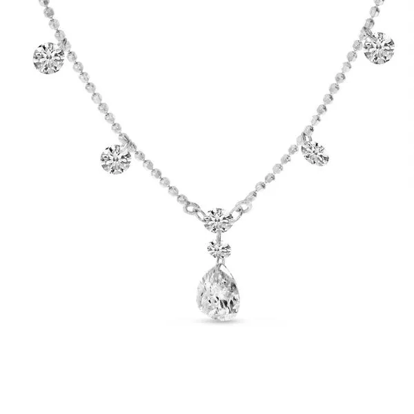 14K White Gold Dashing Diamonds Pear Drop Necklace J. Meredith Jewelers Delafield, WI