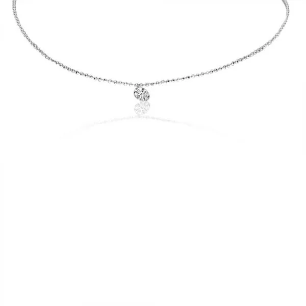 14K White Gold .25 ct Single Dashing Diamond 18 inch Cable Chain Necklace J. Meredith Jewelers Delafield, WI
