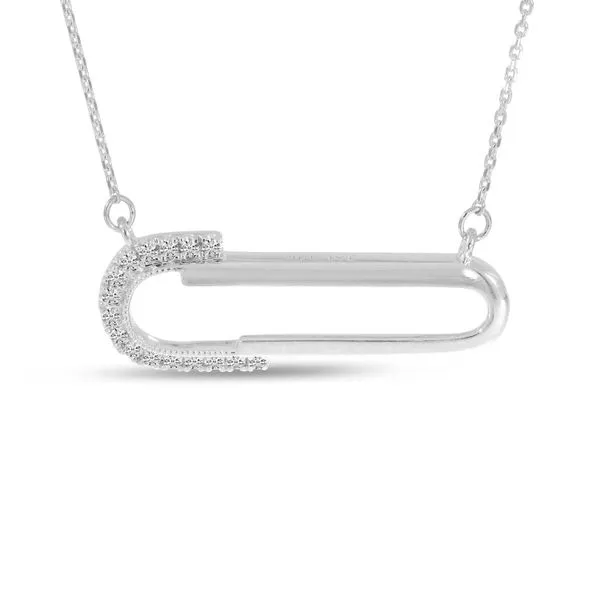 14K White Gold Paper Clip Diamond Necklace Ambassador Diamond Jewelers Tucson, AZ