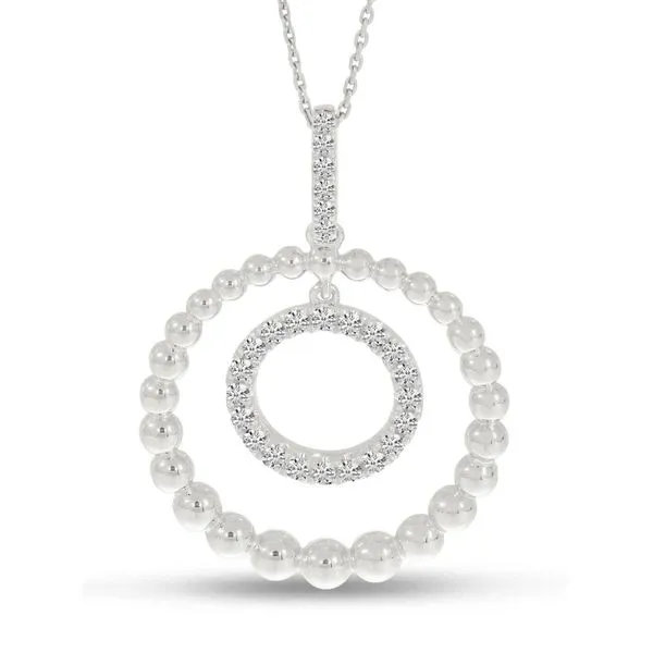 14K White Gold Beaded Sphere Dangle Pendant Ambassador Diamond Jewelers Tucson, AZ