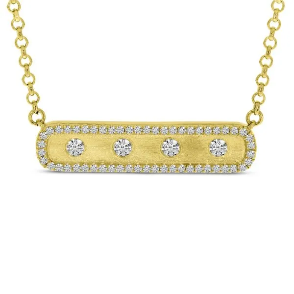 14K Yellow Gold Diamond East 2 West Bar Necklace Ambassador Diamond Jewelers Tucson, AZ
