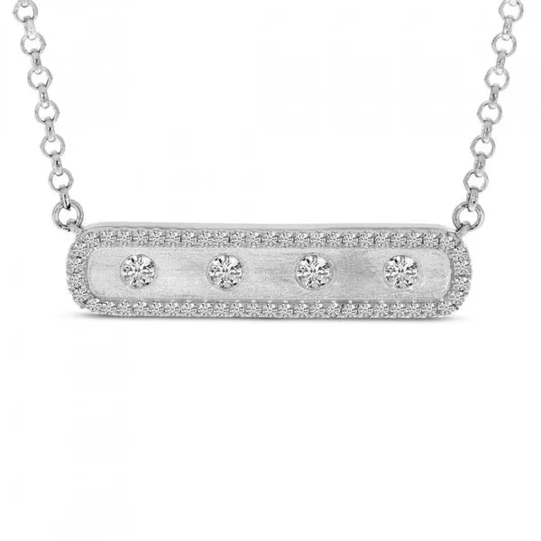 14K White Gold Diamond East 2 West Bar Necklace J. Meredith Jewelers Delafield, WI