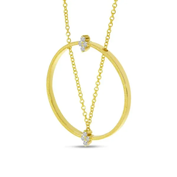 14K Yellow Gold Millgrain Diamond Circle Necklace Image 2 Ambassador Diamond Jewelers Tucson, AZ