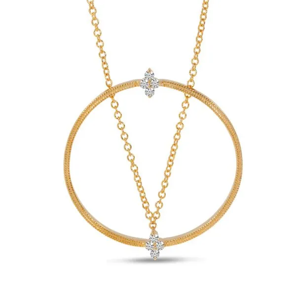 14K Rose Gold Millgrain Diamond Circle Necklace Ambassador Diamond Jewelers Tucson, AZ
