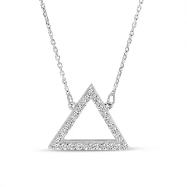 14K White Gold Diamond Open Triangle Necklace Ambassador Diamond Jewelers Tucson, AZ