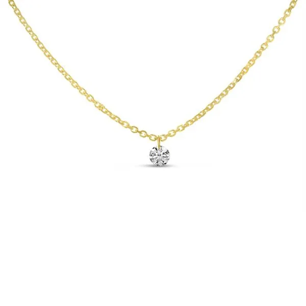 14K Yellow Gold Solitaire Swinging Dashing Diamonds 18 inch Necklace J. Meredith Jewelers Delafield, WI