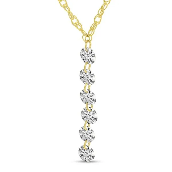 14K Yellow Gold Dashing Diamond 6-Stone Pierced Dangle Diamond 18 inch Necklace Ambassador Diamond Jewelers Tucson, AZ