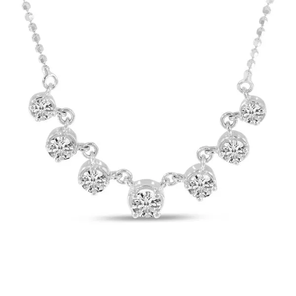14K White Gold 7 Graduated Diamond Necklace Arlene's Fine Jewelry Vidalia, GA
