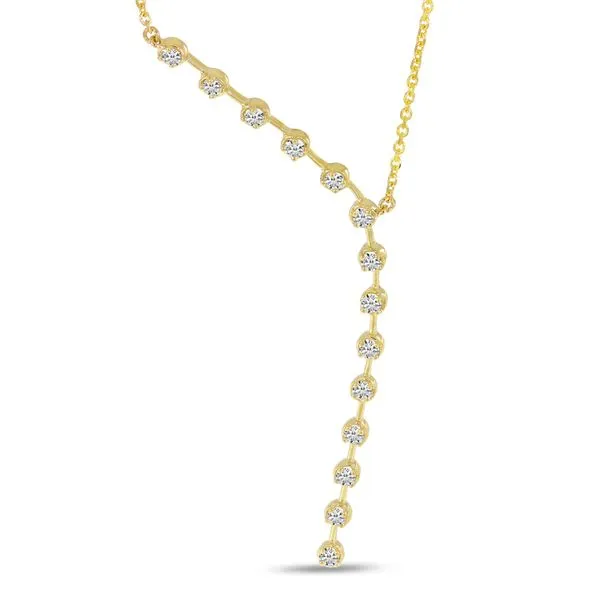 14K Yellow Gold Asymmetrical Diamond Necklace The Jewelry Source El Segundo, CA