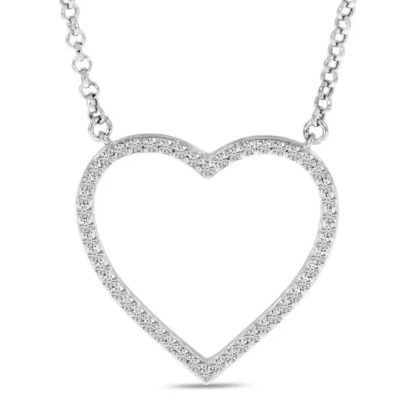 14K White Gold Diamond Open Classic Heart Necklace Ambassador Diamond Jewelers Tucson, AZ
