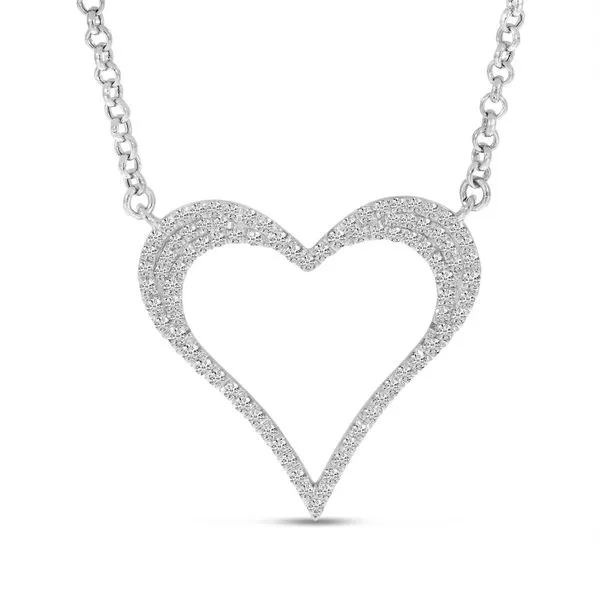 14K White Gold Diamond Open Heart Necklace Ambassador Diamond Jewelers Tucson, AZ