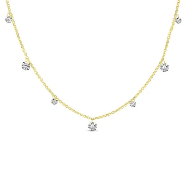 14K Yellow Gold Seven Dashing Diamond Choker with Extender Cable Necklace Clater Jewelers Louisville, KY