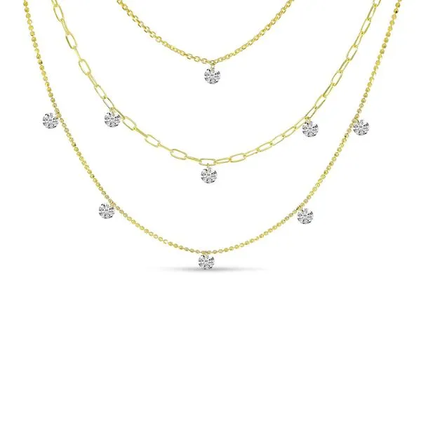 14K Yellow Gold Triple Strand Dashing Diamonds Multi-Chain Necklace Ambassador Diamond Jewelers Tucson, AZ