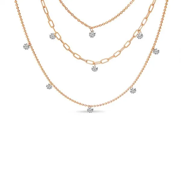 14K Yellow Gold Triple Strand Dashing Diamonds Multi-Chain Necklace Clater Jewelers Louisville, KY