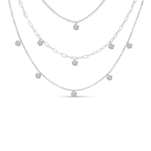 14K White Gold Triple Strand Dashing Diamonds Multi-Chain Necklace Ambassador Diamond Jewelers Tucson, AZ