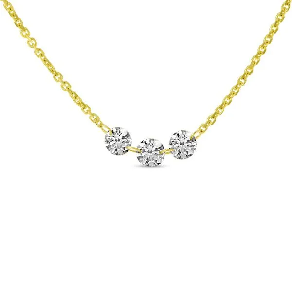 14K Yellow Gold Dashing Diamond 3-Diamond Necklace Ambassador Diamond Jewelers Tucson, AZ