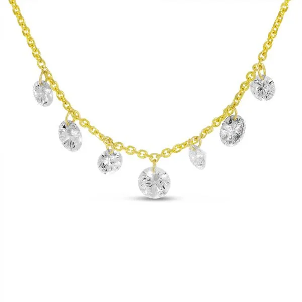 14K Yellow Gold Dashing Diamond 7-Stone Cable Chain Necklace Ambassador Diamond Jewelers Tucson, AZ