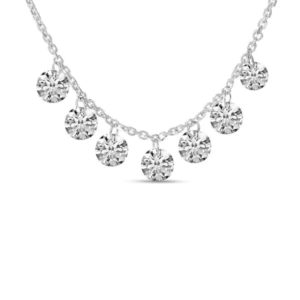14K White Gold Dashing Diamond 7-Stone Cable Chain Necklace Moseley Diamond Showcase Inc Lexington, SC