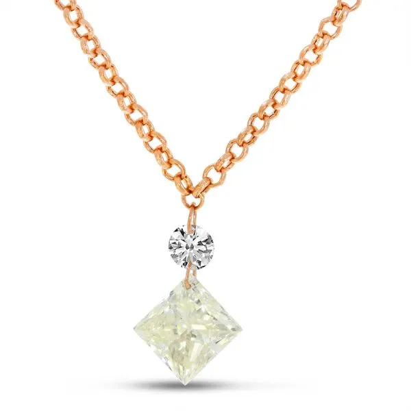 14K Yellow Gold Dashing Diamond Princess Cut Drop Necklace Ambassador Diamond Jewelers Tucson, AZ