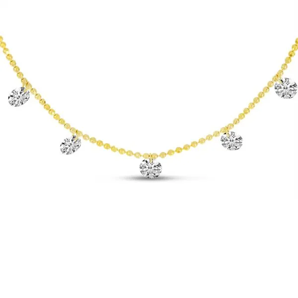 14K Yellow Gold Dashing Diamond 5-Diamond By the Yard Necklace Moseley Diamond Showcase Inc Lexington, SC