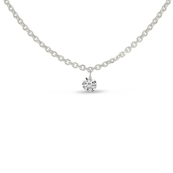 14K White Gold Single Pierced Diamond Cable Chain Necklace The Jewelry Source El Segundo, CA