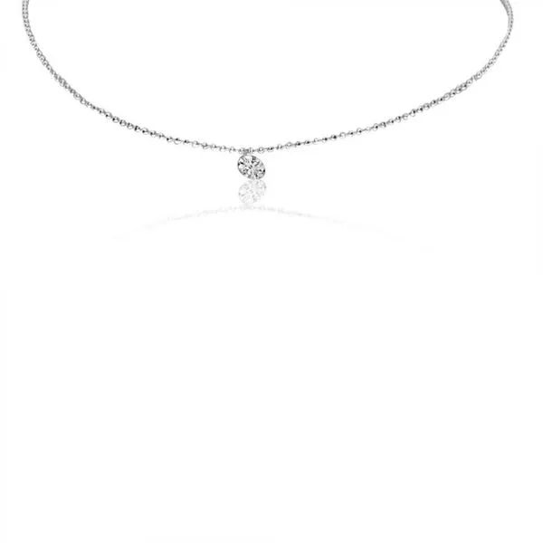 14K White Gold Single Pierced Diamond Bead Chain Necklace Ambassador Diamond Jewelers Tucson, AZ