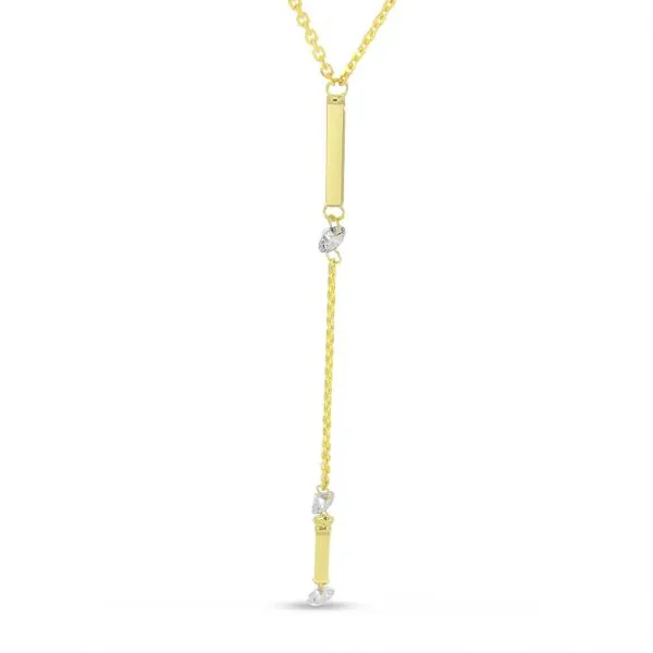 14K Yellow Gold Dangling Bar Pierced Diamond Fashion Necklace Ambassador Diamond Jewelers Tucson, AZ