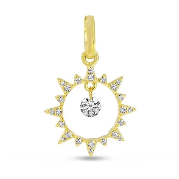 14K Yellow Gold Dashing Diamonds Sun Circle Pendant Clater Jewelers Louisville, KY