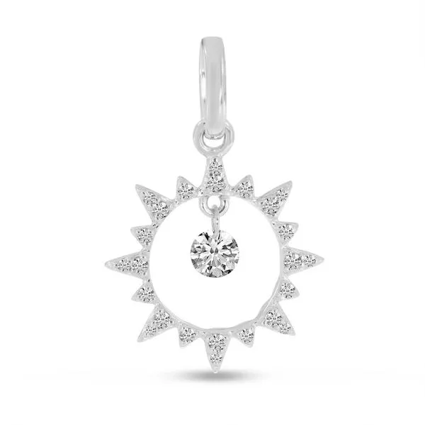 14K White Gold Dashing Diamonds Sun Circle Pendant The Jewelry Source El Segundo, CA