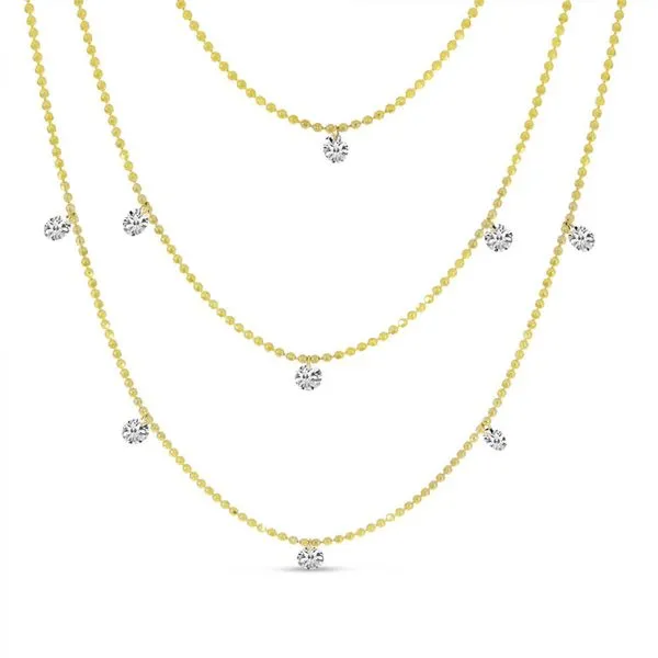 14K Yellow Gold Triple Chain Dashing Diamonds Necklace Ambassador Diamond Jewelers Tucson, AZ