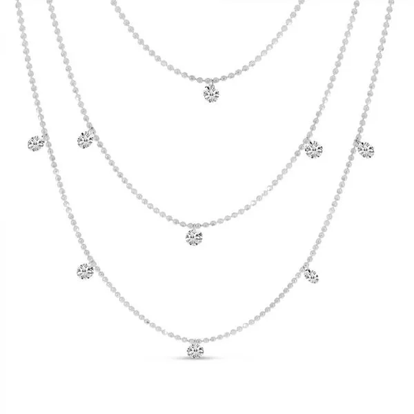 14K White Gold Triple Chain Convertible Dashing Diamonds Necklace Ambassador Diamond Jewelers Tucson, AZ