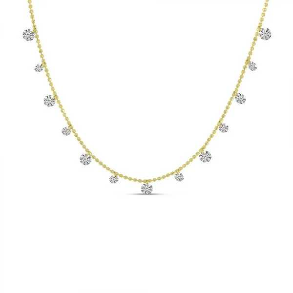 14K Yellow Gold Diamond By the Yard 1.00 Ct Dashing Diamond Bead Chain 18 inch Necklace Ambassador Diamond Jewelers Tucson, AZ