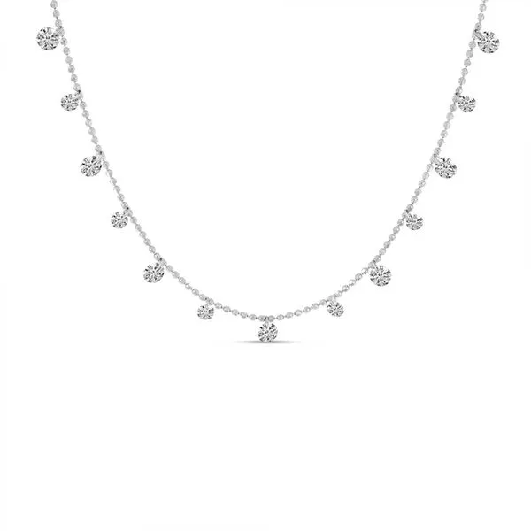 14K White Gold Diamond By the Yard 1.00 Ct Dashing Diamond Bead Chain 18 inch Necklace Ambassador Diamond Jewelers Tucson, AZ