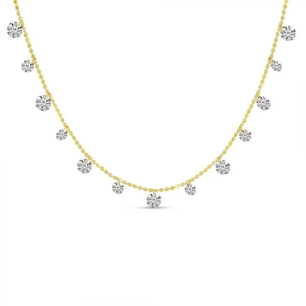 14K Yellow Gold 1.53 Ct Dashing Diamond Bead Chain 18 inch Necklace The Jewelry Source El Segundo, CA