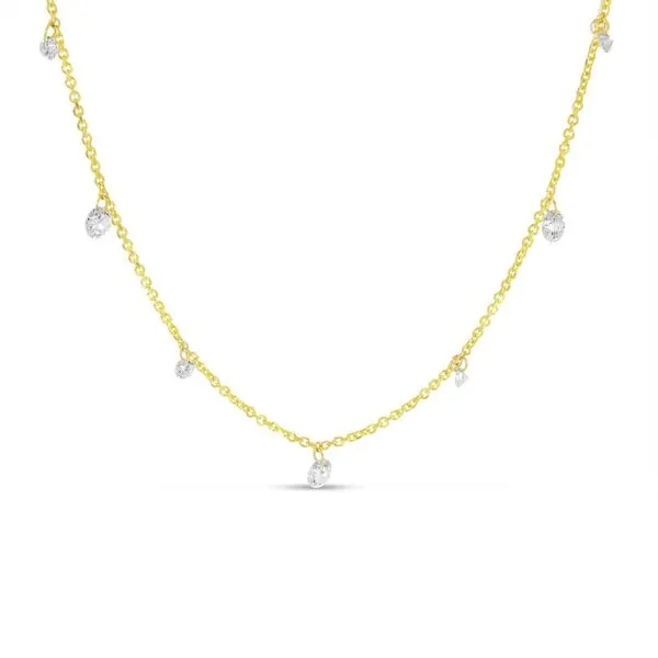 14K Yellow Gold 0.75 Ct Dashing Diamond Bead Chain 18 inch Necklace Rick's Jewelers California, MD