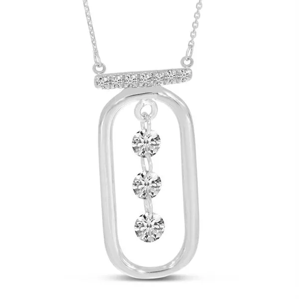 14K White Gold Dashing Diamond Wire Paperclip Necklace Rick's Jewelers California, MD