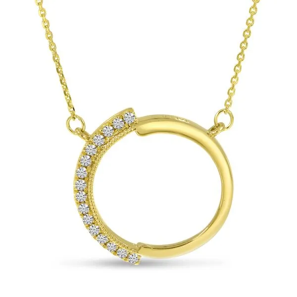 14K Yellow Gold Half Diamond Open Circle Necklace The Jewelry Source El Segundo, CA