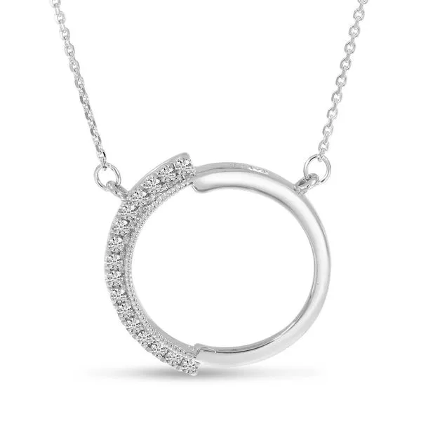 14K White Gold Half Diamond Open Circle Necklace J. Meredith Jewelers Delafield, WI