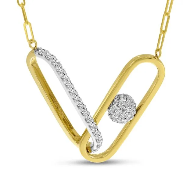 14K Yellow Gold Double Paperclip Diamond Disco Ball Necklace Rick's Jewelers California, MD